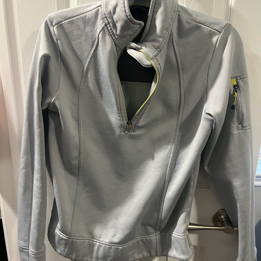 Lands' End White and Gray Hoodie